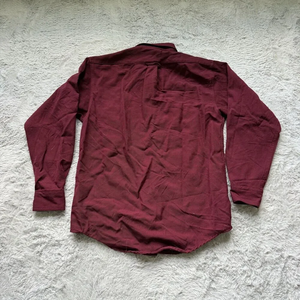 FILSON 100% WOOL RED BURGUNDY BUTTON UP LONG SLEEVE SHIRT SMALL
